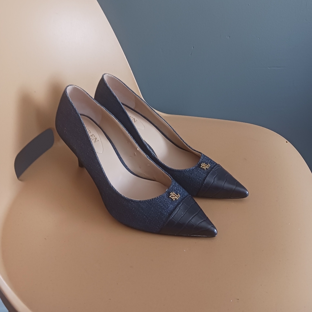 Ralph Lauren.lanette Pump Heels, Denim Blue, Size 7.5